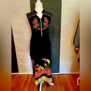 Embroidered Black A Line Suit Top